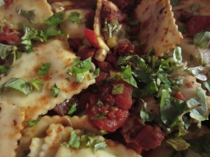 Tomato Ravioli with Balsamic and Truffle Oil