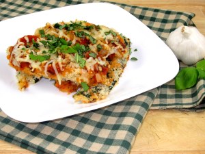 Basil Zucchini Chicken Parmesan close up