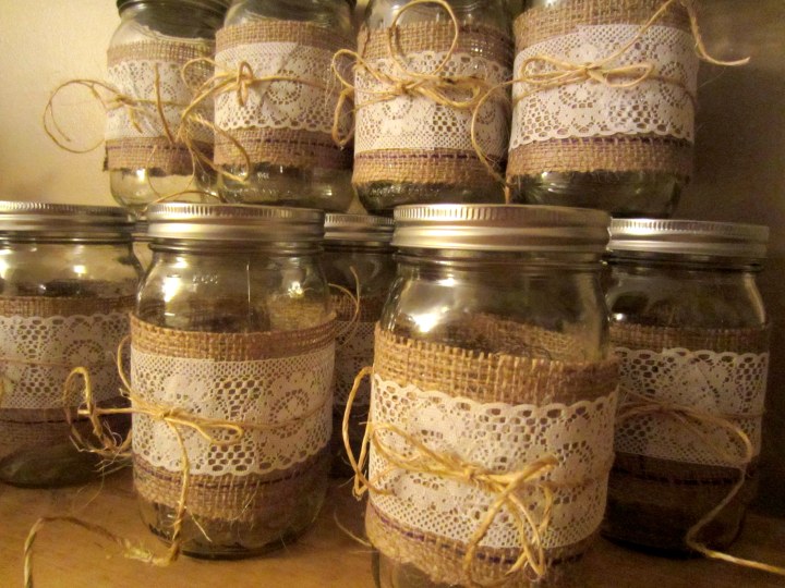 Burlap and Lace Mason Jars