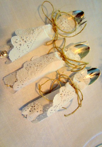 Burlap and Lace Silverware